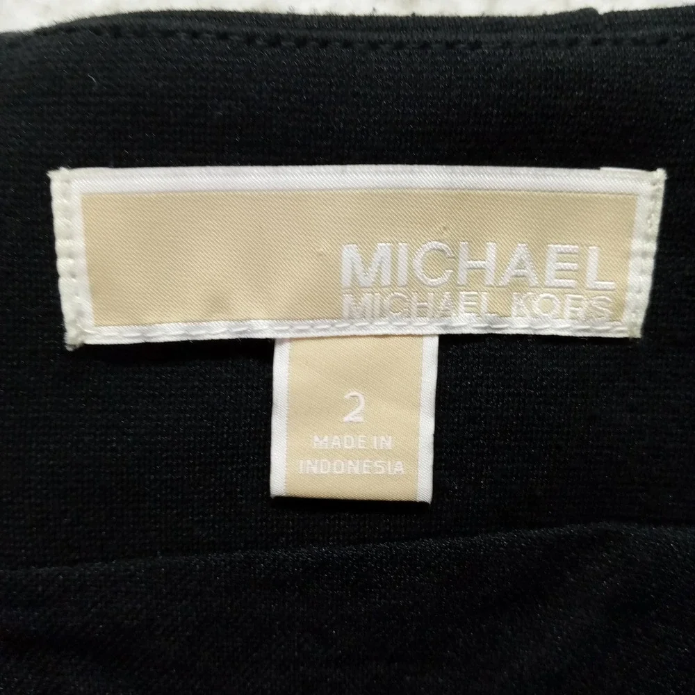 Michael Kors Pencil Skirt Leopard Print Black Gold Zip‎ Womens Size 2